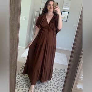 Elegant Brown Maxi Dress